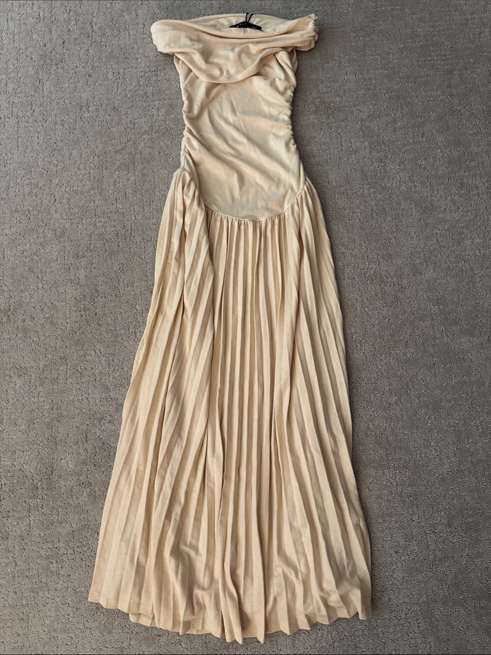 Lioness Strapless Pleated Maxi Dress in Cream